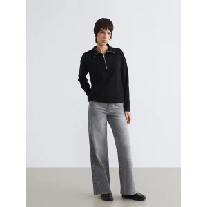 LCW Jeans Gri Wideleg Kadın Jean Pantolon