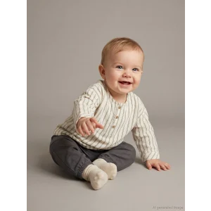 LCW baby Bej Çizgili Erkek Bebek Gömlek ve Pantolon