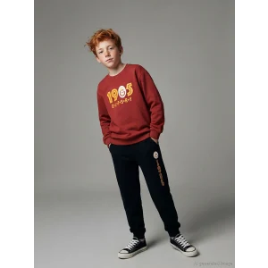 LCW Kids Siyah Beli Lastikli Galatasaray Baskılı Erkek Çocuk Jogger Eşofman Altı