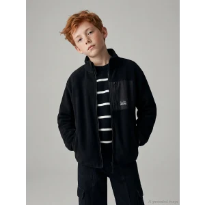 LCW Kids Siyah Dik Yaka Erkek Çocuk Fermuarlı Polar Hırka