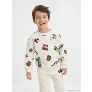 LCW Kids Ekru Minecraft Baskılı Erkek Çocuk Sweatshirt