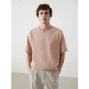 LCWAIKIKI Basic Pembe Bisiklet Yaka Penye Erkek Tişört