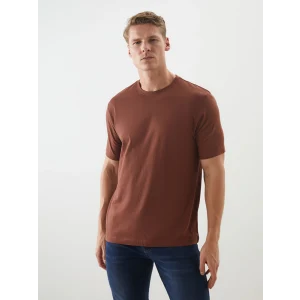 LCWAIKIKI Basic Kahverengi Bisiklet Yaka Penye Erkek Tişört