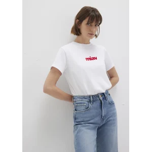 Mavi 1610622-86417 Kırmızı Miav Baskılı Beyaz Tişört