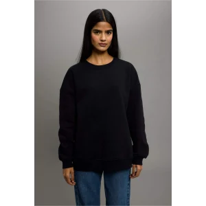 Defacto F9628AXBK81 Siyah Oversize Geniş Kalıp Bisiklet Yaka Basic Düz Kalın Sweatshirt
