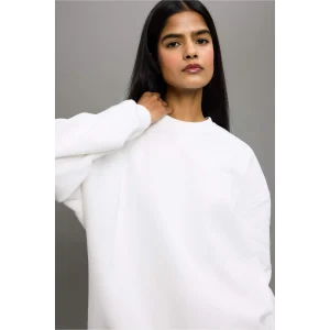 Defacto F9628AXER105 Ekru Oversize Geniş Kalıp Bisiklet Yaka Basic Düz Kalın Sweatshirt