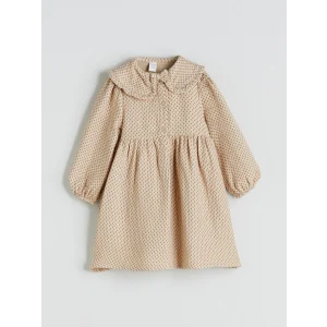 LCW baby Bej Bebe Yaka Müslin Kız Bebek Elbise