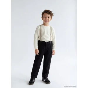 LCW Kids Siyah Beli Lastikli Askılı Erkek Çocuk Pantolon