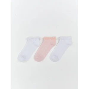 LCW Kids Ekru Dantel Detaylı Kız Çocuk Patik Çorap 3lü