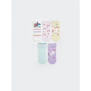 LCW Kids Ekru Desenli Kız Çocuk Patik Çorap 5li