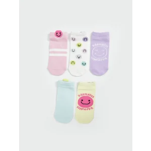 LCW Kids Pembe Desenli Kız Çocuk Patik Çorap 5li