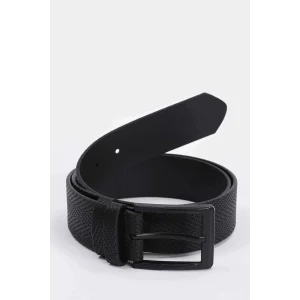 Defacto M4106AZBK23 Siyah Erkek Desenli Suni Deri Jean Kemeri