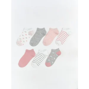 LCW Kids Ekru Desenli Kız Çocuk Patik Çorap 7li