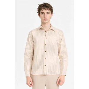 Defacto G6786AXBG766 Bej Flanel Çizgili Gömlek