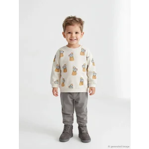 LCW baby Bej Baskılı Erkek Bebek Sweatshirt ve Pantolon