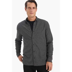 Defacto E8860AXBK81 Siyah Regular Fit Polo Yaka Uzun Kollu Gömlek