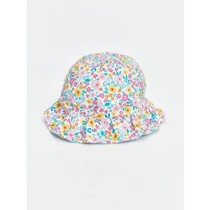 LCW baby Ekru Çiçek Baskılı Kız Bebek Bucket Şapka