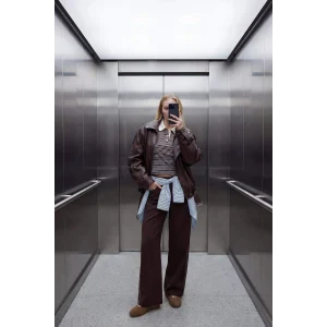 Defacto D6668AXBN192 Kahve Straight Fit Cepli Düz Paça Eşofman Altı