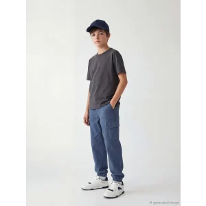 LCW Kids İndigo Beli Lastikli Erkek Çocuk Kargo Pantolon