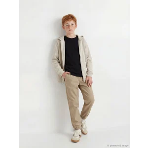 LCW Kids Bej Beli Lastikli Erkek Çocuk Jogger Pantolon