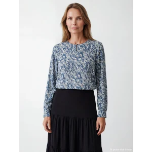 LCW Grace Mavi Bisiklet Yaka Desenli Bluz