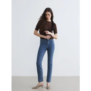 LCWAIKIKI Classic İndigo Yüksek Bel Slim Fit Kadın Jean Pantolon