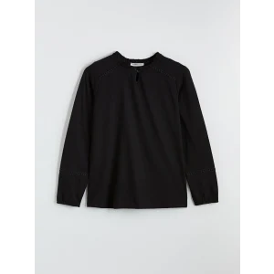 LCW Grace Siyah Bisiklet Yaka Nakışlı Bluz