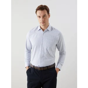 LCW BUSINESS Lacivert Regular Fit Uzun Kollu Ekose Gabardin Erkek Gömlek