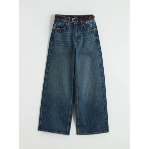 LCW Vision İndigo Beli Kemerli Wideleg Kadın Jean Pantolon