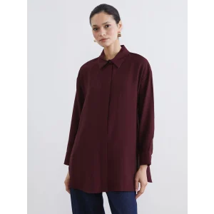 LCW Modest Bordo Bağlama Detaylı Kadın Gömlek Tunik