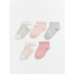LCW baby Pembe Desenli Kız Bebek Patik Çorap 5li Paket