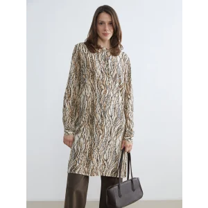 LCW Grace Kahverengi Hakim Yaka Desenli Kadın Tunik