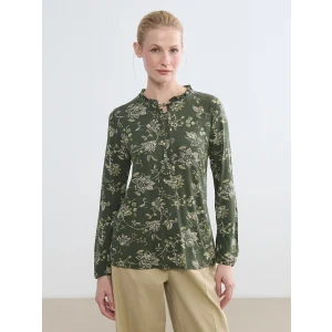 LCW Grace Yeşil Bağlamalı Yaka Desenli Bluz