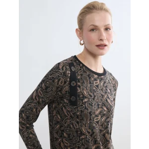 LCW Grace Kahverengi Bisiklet Yaka Desenli Bluz