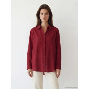 LCW Modest Kırmızı Çizgili Kadın Gömlek Tunik