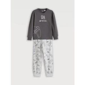 LCW Kids Gri PlayStation Baskılı Erkek Çocuk Pijama Takımı