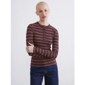 LCWAIKIKI Classic Kahverengi Bisiklet Yaka Çizgili Kadın Body