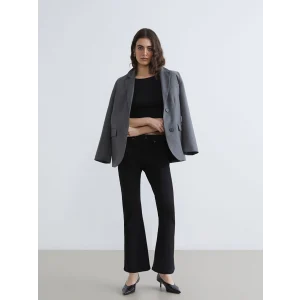 LCW Jeans Siyah Crop Flare Kadın Jean Pantolon