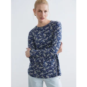 LCW Grace Lacivert Bisiklet Yaka Desenli Bluz