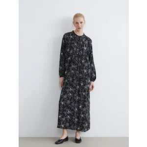 LCW Grace Siyah Hakim Yaka Desenli Elbise