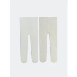 LCW baby Ekru Kız Bebek Külotlu Çorap 2li