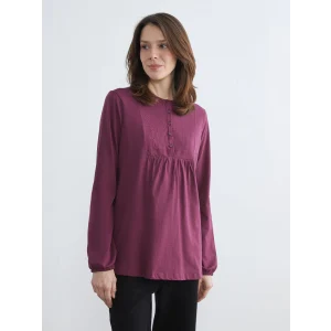 LCW Grace Mürdüm Bisiklet Yaka Nakışlı Bluz