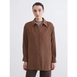 LCW Modest Kahverengi Kadın Fitilli Kadife Gömlek Tunik