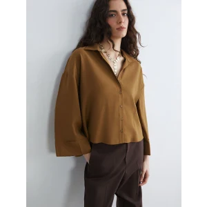 LCW Vision Kahverengi Oversize Kadın Gömlek