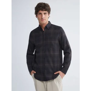 LCWAIKIKI Classic Bej Regular Fit Uzun Kollu Ekose Gabardin Erkek Gömlek