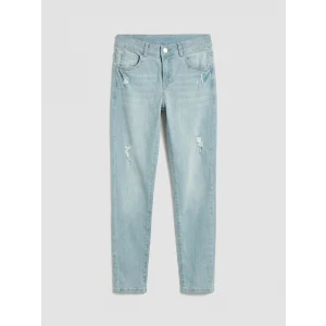 LCW Kids İndigo Yırtık Detaylı Süper Skinny Fit Erkek Çocuk Jean