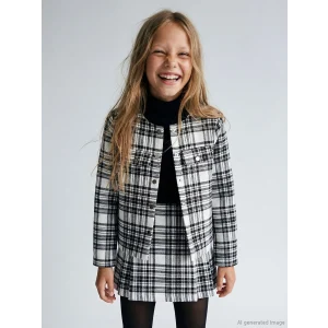 LCW Kids Ekru Ekose Kız Çocuk Tüvit Gömlek