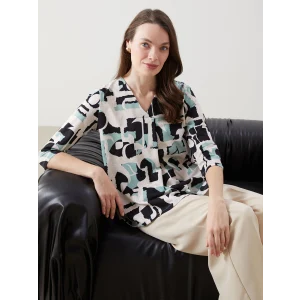 LCW Grace Siyah V Yaka Desenli Bluz