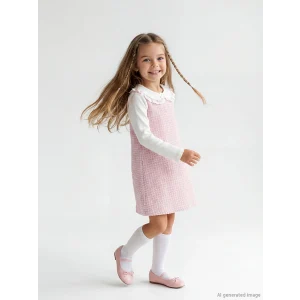 LCW Kids Pembe Bebe Yaka Ekose Desenli Kız Çocuk Tüvit Elbise