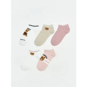 LCW Kids Ekru Desenli Kız Çocuk Patik Çorap 5li